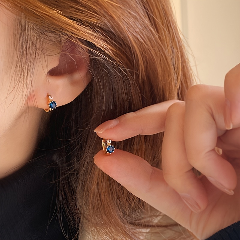 Red Cubic Zirconia Stud Earrings Copper Set for Casual & Special Occasions